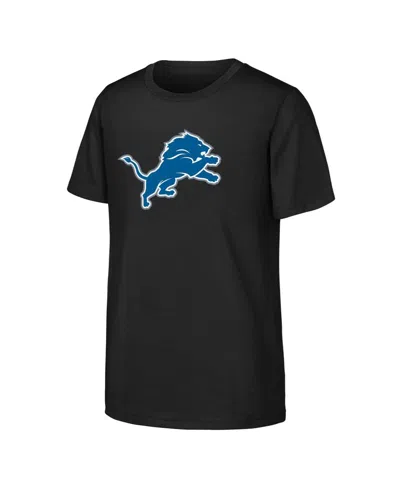 Outerstuff Kids' Big Boys And Girls Black Detroit Lions Primary Logo T-shirt