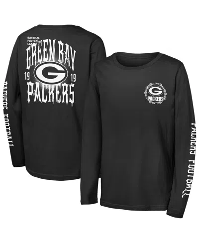 Outerstuff Big Boys And Girls Black Green Bay Packers Rumble Long Sleeve T-shirt