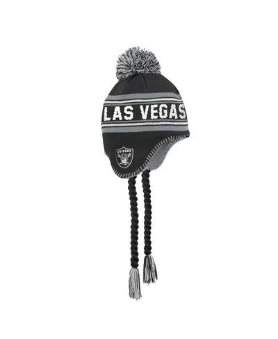 Outerstuff Kids' Big Boys And Girls Black Las Vegas Raiders Jacquard Tassel With Pom Knit Hat