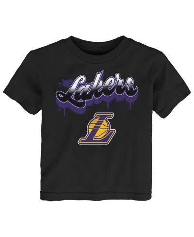 Outerstuff Kids' Big Boys And Girls Black Los Angeles Lakers Bubbly Script T-shirt