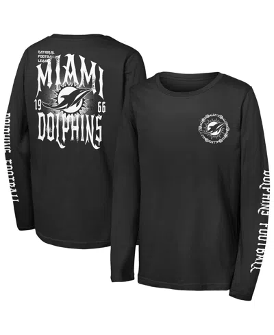Outerstuff Kids' Big Boys And Girls Black Miami Dolphins Rumble Long Sleeve T-shirt