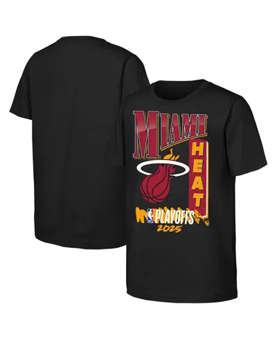 Outerstuff Kids' Big Boys And Girls Black Miami Heat 2025 Nba Playoffs Hype T-shirt