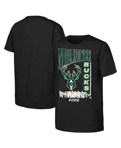 Outerstuff Kids' Big Boys And Girls Black Milwaukee Bucks 2025 Nba Playoffs Hype T-shirt