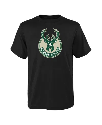 Outerstuff Kids' Big Boys' And Girls' Black Milwaukee Bucks Primary Logo T-shirt