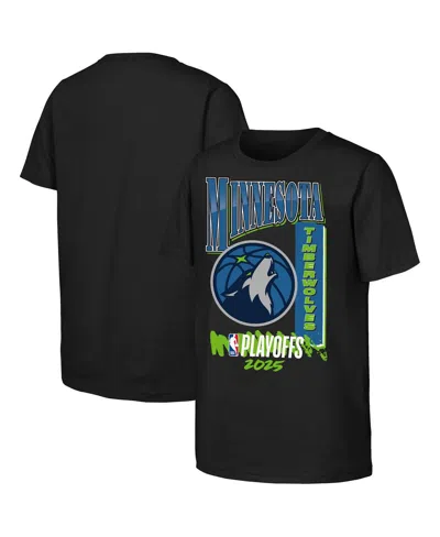 Outerstuff Kids' Big Boys And Girls Black Minnesota Timberwolves 2025 Nba Playoffs Hype T-shirt