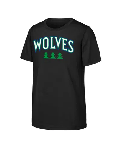 Outerstuff Kids' Big Boys And Girls Black Minnesota Timberwolves Wordmark T-shirt