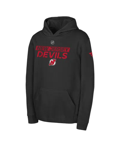 Outerstuff Kids' Big Boys And Girls Black New Jersey Devils Authentic Pro Wordmark Fleece Pullover Hoodie