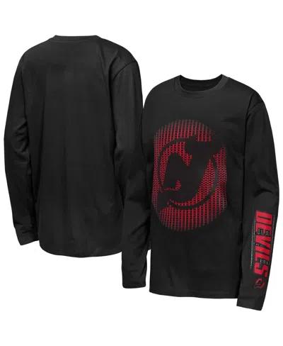 Outerstuff Kids' Big Boys' And Girls' Black New Jersey Devils Regroup Reset Long-sleeves T-shirt