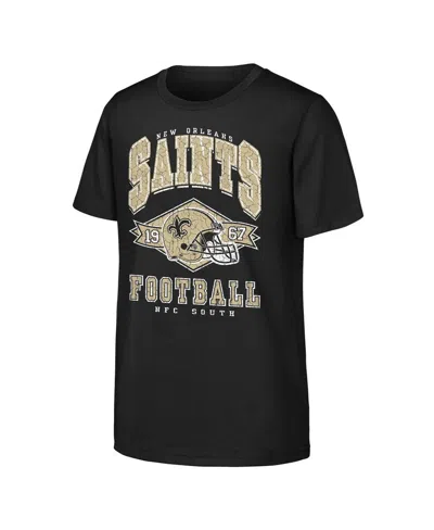 Outerstuff Kids' Big Boys And Girls Black New Orleans Saints Kick Off T-shirt