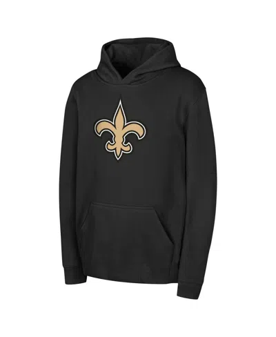 OUTERSTUFF BIG BOYS AND GIRLS BLACK NEW ORLEANS SAINTS TEAM LOGO PULLOVER HOODIE
