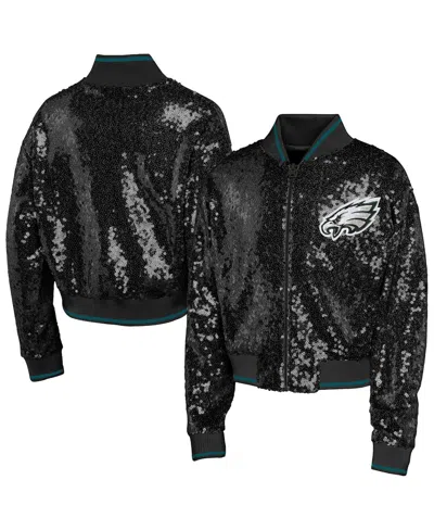Outerstuff Kids' Big Boys And Girls Black Philadelphia Eagles Glam Squad Sequin Jacket
