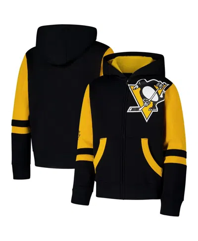 Outerstuff Kids' Big Boys And Girls Black Pittsburgh Penguins Face Off Full-zip Hoodie In Multi