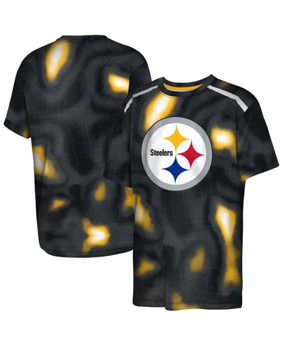 Outerstuff Kids' Big Boys And Girls Black Pittsburgh Steelers End Zone Dri-tek T-shirt