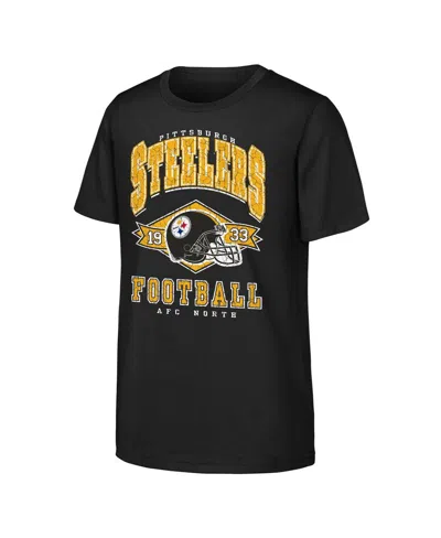 Outerstuff Kids' Big Boys And Girls Black Pittsburgh Steelers Kick Off T-shirt