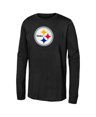 Outerstuff Kids' Big Boys And Girls Black Pittsburgh Steelers Primary Logo Long Sleeve T-shirt