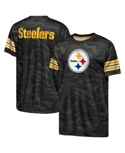 Outerstuff Kids' Big Boys And Girls Black Pittsburgh Steelers Slant Route Performance T-shirt