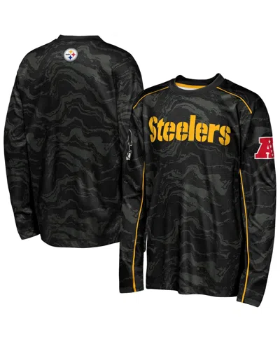 Outerstuff Kids' Big Boys' And Girls' Black Pittsburgh Steelers Tailgate Performance Long-sleeves T-shirt