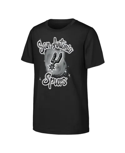 Outerstuff Kids' Big Boys And Girls Black San Antonio Spurs Air Brush T-shirt