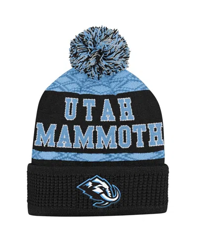 Outerstuff Babies' Big Boys And Girls Black Utah Mammoth Puck Pattern Cuffed Knit With Pom Hat