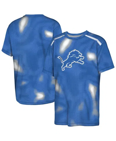 Outerstuff Kids' Big Boys And Girls Blue Detroit Lions End Zone Dri-tek T-shirt