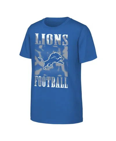 Outerstuff Kids' Big Boys And Girls Blue Detroit Lions Garage Hero T-shirt