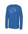 Outerstuff Big Boys And Girls Blue Detroit Lions Primary Logo Long Sleeve T-shirt In Blue