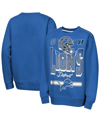 Outerstuff Kids' Big Boys And Girls Blue Detroit Lions Run Gun Fleece Sweatshirt