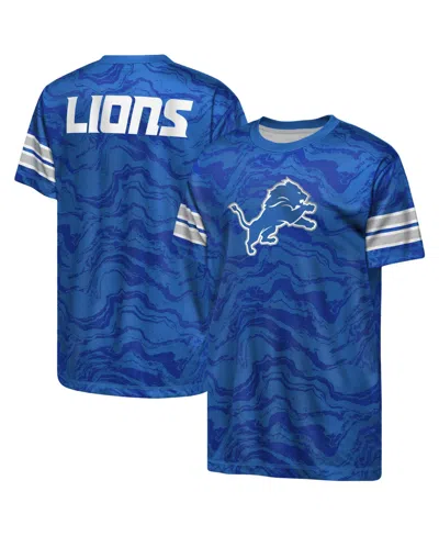 Outerstuff Kids' Big Boys And Girls Blue Detroit Lions Slant Route Performance T-shirt