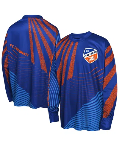 Outerstuff Kids' Big Boys And Girls Blue Fc Cincinnati Nifty Netminder Long Sleeve T-shirt