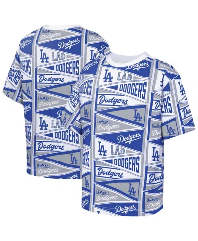Outerstuff Kids' Big Boys And Girls Blue Los Angeles Dodgers All-over Pennant T-shirt