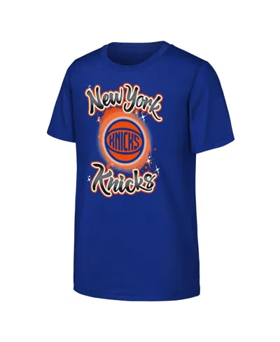Outerstuff Kids' Big Boys And Girls Blue New York Knicks Air Brush T-shirt In Multi