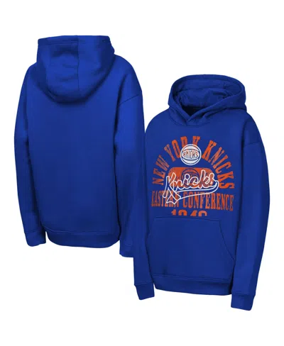 Outerstuff Kids' Big Boys And Girls Blue New York Knicks Sweep Hoodie In Multi
