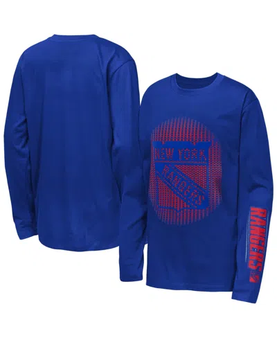 Outerstuff Kids' Big Boys' And Girls' Blue New York Rangers Regroup Reset Long-sleeve T-shirt