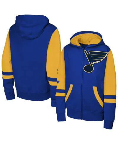OUTERSTUFF BIG BOYS AND GIRLS BLUE ST. LOUIS BLUES FACE OFF FULL-ZIP HOODIE