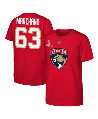Outerstuff Kids' Big Boys And Girls Brad Marchand Red Florida Panthers 2025 Stanley Cup Champions Name Number T-shirt