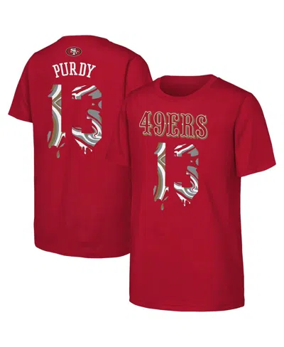 Outerstuff Babies' Big Boys And Girls Brock Purdy Scarlet San Francisco 49ers Mainliner Drip Player Name Number T-shirt In Burgundy