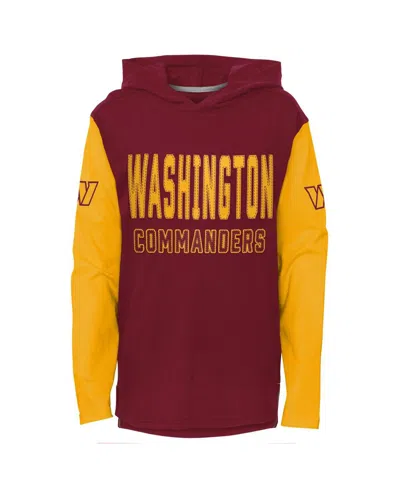 Outerstuff Kids' Big Boys And Girls Burgundy Washington Commanders Heritage Long Sleeve Hoodie T-shirt In Black
