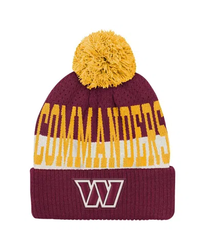 Outerstuff Kids' Big Boys And Girls Burgundy Washington Commanders Modern Fan Cuffed With Pom Knit Hat In Multi