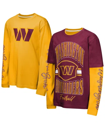 Outerstuff Kids' Big Boys' And Girls' Burgundy/gold Washington Commanders Motion T-shirt Combo Set, 2-piece In Burgundy,gold