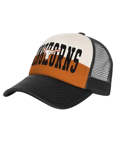 Outerstuff Kids' Big Boys And Girls Burnt Orange/cream Texas Longhorns Modern Fan Trucker Adjustable Hat In Black