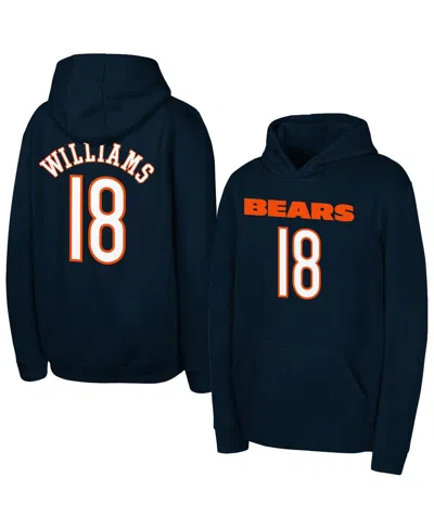 Outerstuff Big Boys And Girls Caleb Williams Navy Chicago Bears Mainliner Player Name Number Hoodie In Blue