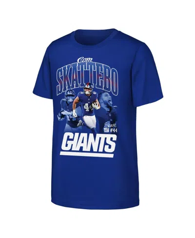 Outerstuff Kids' Big Boys And Girls Cam Skattebo Royal New York Giants Triple Pic T-shirt In Blue