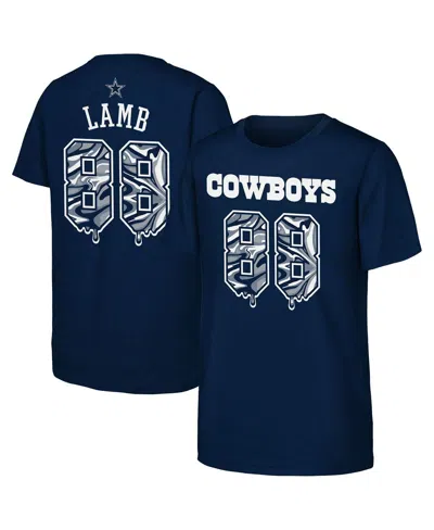 Outerstuff Kids' Big Boys And Girls Ceedee Lamb Navy Dallas Cowboys Mainliner Drip Player Name Number T-shirt In Blue