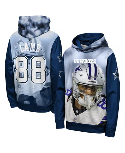Outerstuff Kids' Big Boys' And Girls' Ceedee Lamb Navy Dallas Cowboys Peak Performance Name & Number Hoodie