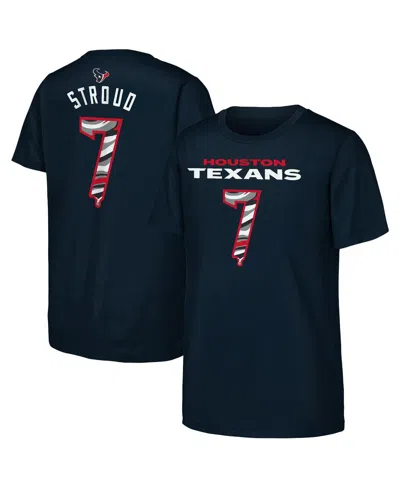 Outerstuff Babies' Big Boys And Girls C.j. Stroud Navy Houston Texans Mainliner Drip Player Name Number T-shirt In Blue