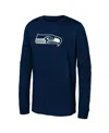 Outerstuff Big Boys And Girls College Navy Seattle Seahawks Primary Logo Long Sleeve T-shirt In Blue