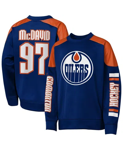 Outerstuff Kids' Big Boys And Girls Connor Mcdavid Royal Edmonton Oilers Best Defense Name Number Crewneck Sweatshirt In Blue
