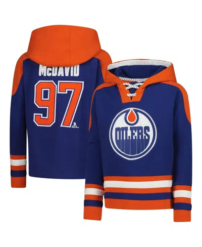 Outerstuff Kids' Big Boys And Girls Connor Mcdavid Royal Edmonton Oilers Must-have V-neck Name Number Pullover Hoodie