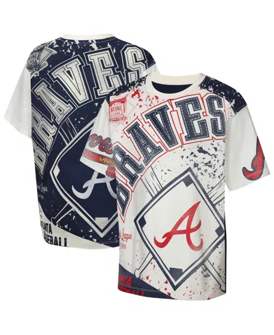 Outerstuff Kids' Big Boys And Girls Cream Atlanta Braves Big League Top Player Bold All-over-print T-shirt In Multi