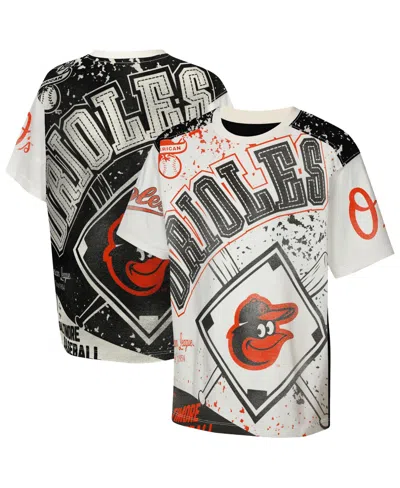 Outerstuff Kids' Big Boys And Girls Cream Baltimore Orioles Big League Top Player Bold All-over-print T-shirt